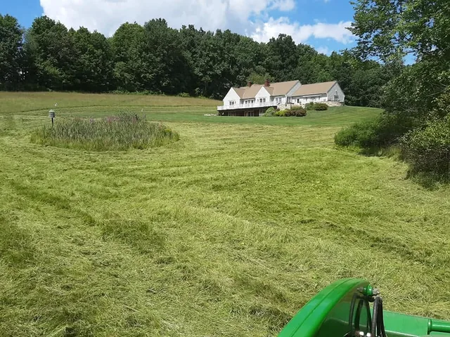 An overgrown field cut back to usable ground with a rotary mower