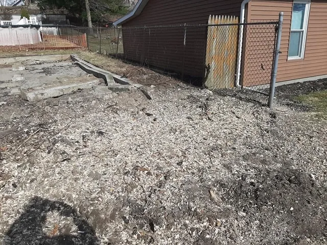 A ground-out stump site levelled and cleared back to grade